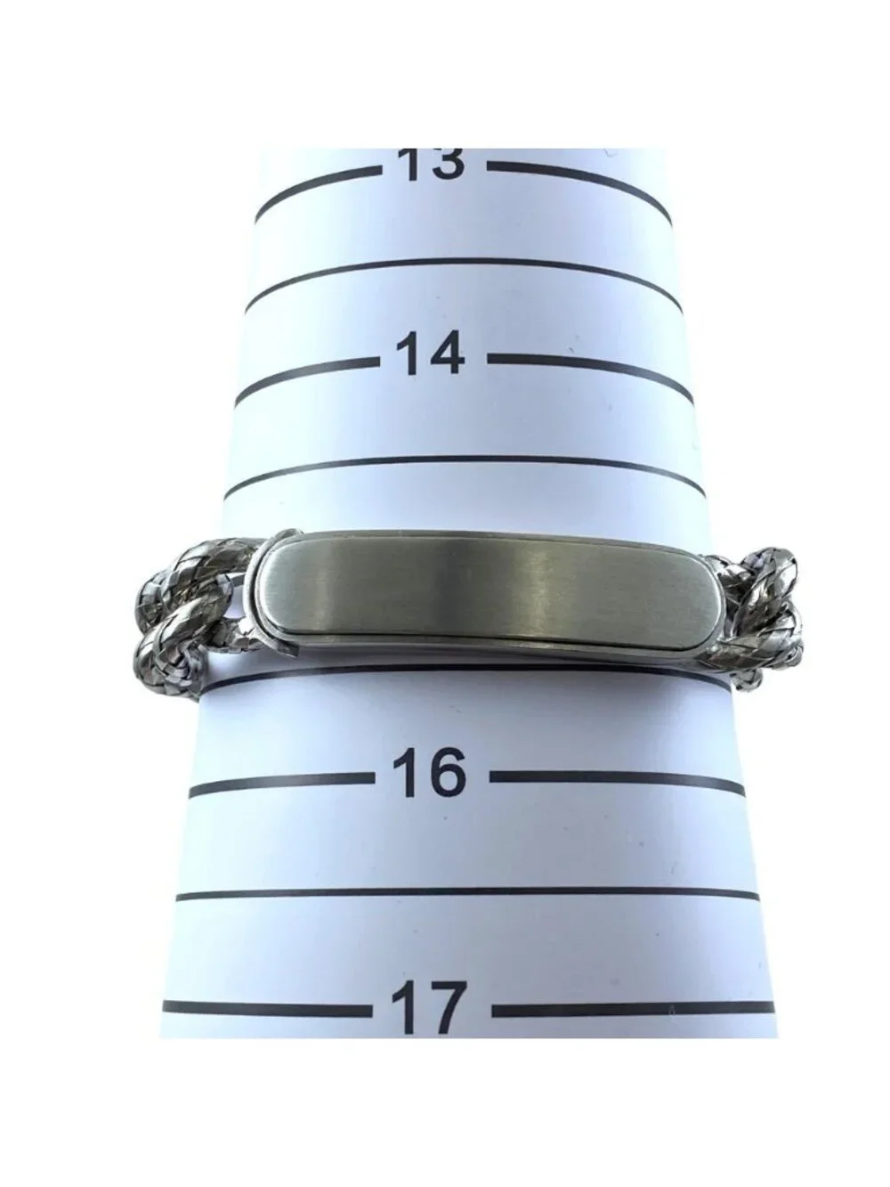 Bottega Veneta Chain Bracelet ID Intrecciato Silver Color Simple